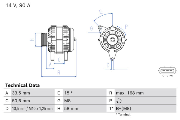 Dynamo - 0986084970 BOSCH - 373002B300, 373002B510, 1986A00635