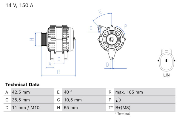 Dynamo - 0986085000 BOSCH - CSK04, CSK28, 31100-RSX-G01