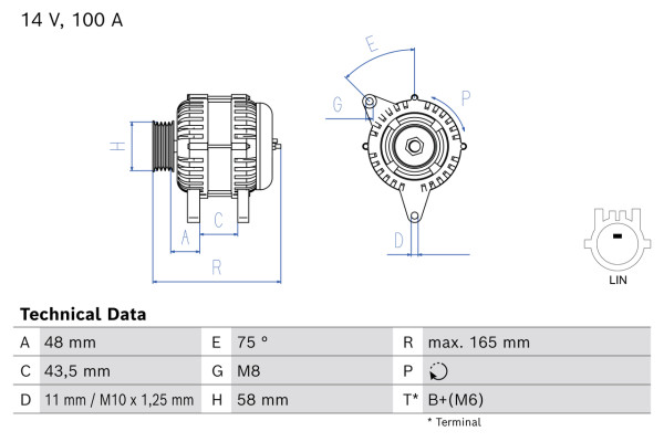 0986085130, Dynamo, Generátor, BOSCH, 270600N090, 270600N100, 2706033110, 1042111370, 1986A00641, 1042113000, 1042113130