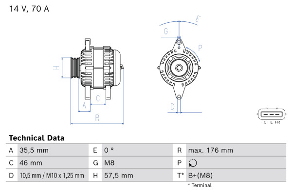 Dynamo - 0986085140 BOSCH - 3730003500, 1986A00642, 2609013
