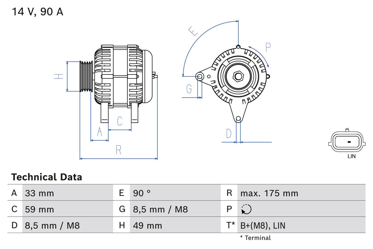 0986085170, Dynamo, Generátor, BOSCH, 231006007R, A4539063900, 231008593R, 4539063900, 1986A01559, F000BL04C3, F000BL04C4, F000BL0410