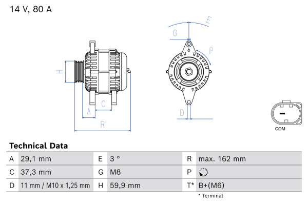 0986085250, Dynamo, Generátor, BOSCH, 270600Q160, B000912080, 1986A01483, DAN1307, MS1042109820, 1042109820