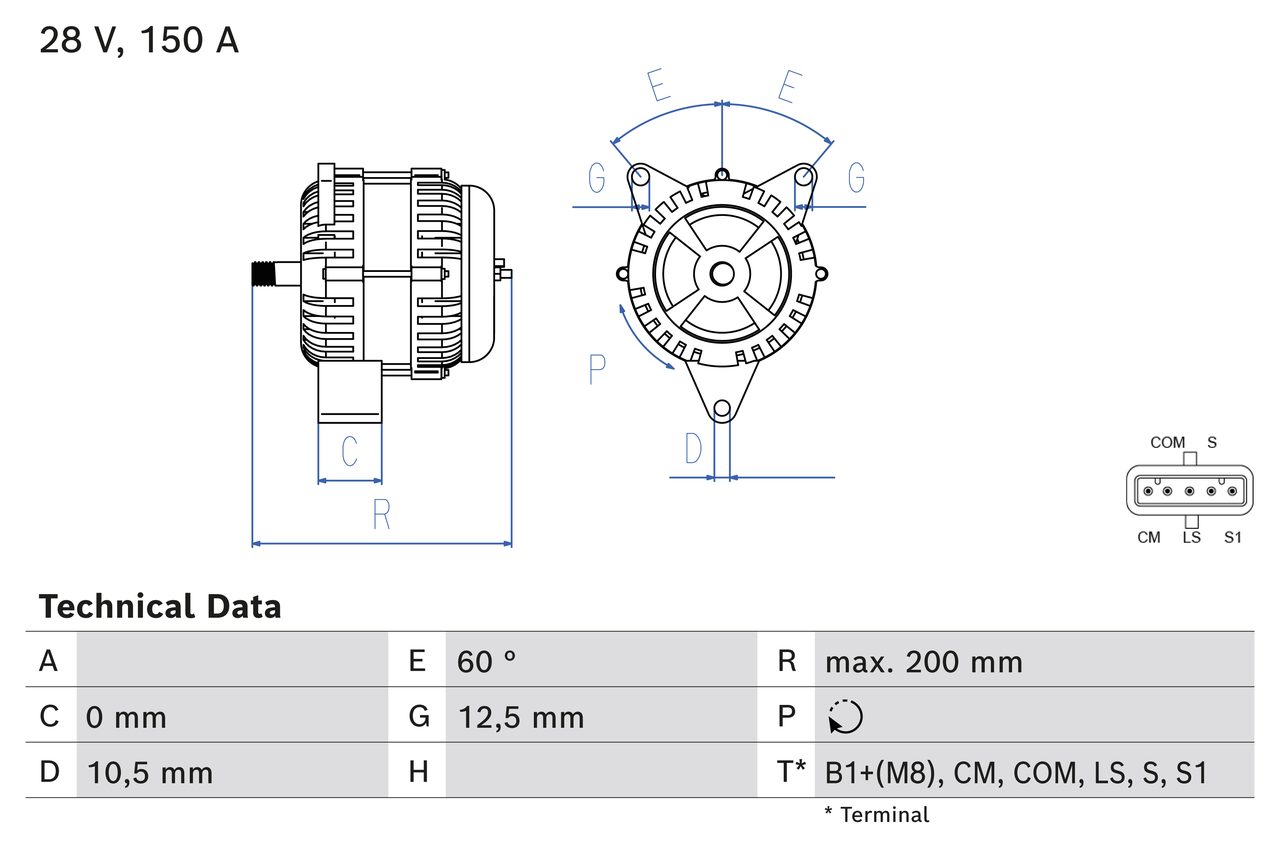 Dynamo - 0986085300 BOSCH - A0001506550, 0001506550, 0124655125