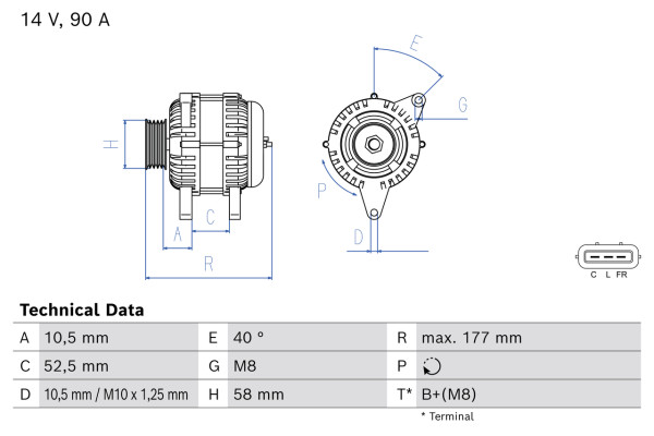 Dynamo - 0986085860 BOSCH - 3730004635, 2619299