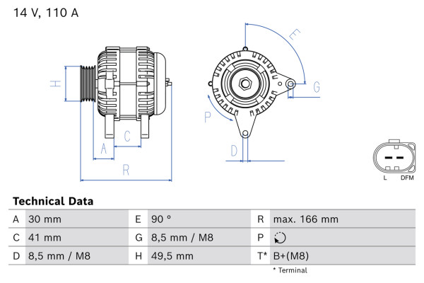 0986086010, Dynamo, Generátor, BOSCH, 03C903024E, 03C903024EX, F000BL06C0, F000BL0618, 1986A01071
