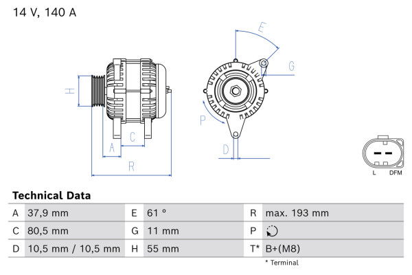 0986086050, Dynamo, Generátor, BOSCH, ME230743, MK667725, 0124525216, 0124525565, 0124525566, 1986A00910