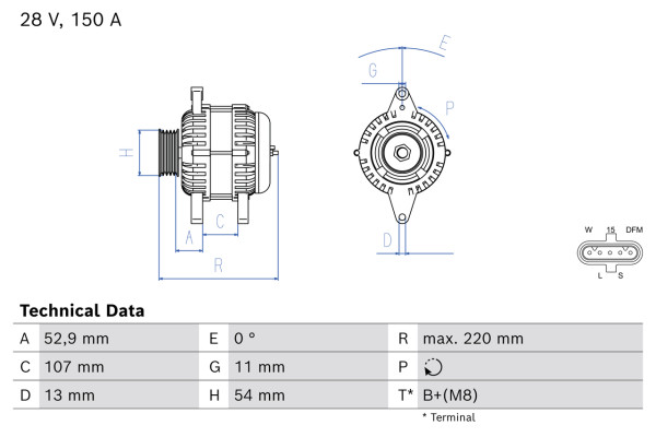0986086160, Dynamo, Alternator, BOSCH, 0124655123, 0124655279, 1986A00998