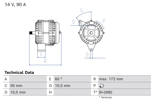 0986086180, Dynamo, Alternator, BOSCH, AL166645, SE501829, 0124325166, 0124325268, 1986A00807