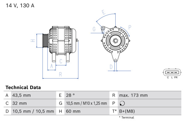 Dynamo - 0986086450 BOSCH - 373004A320, 2612741