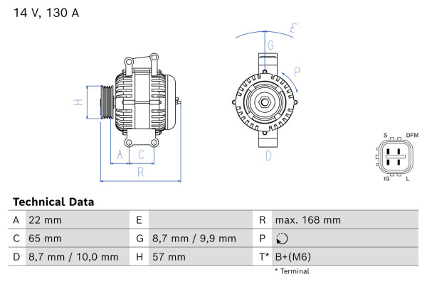 0986086740, Dynamo, Alternator, BOSCH, 2706051010, 1042105474, 1986A01649