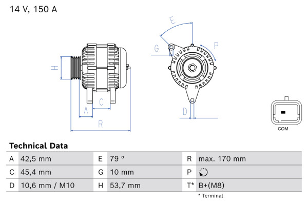 0986086810, Dynamo, Alternator, BOSCH, 9678178280, DAN1325, MS1042118211, 1042118211