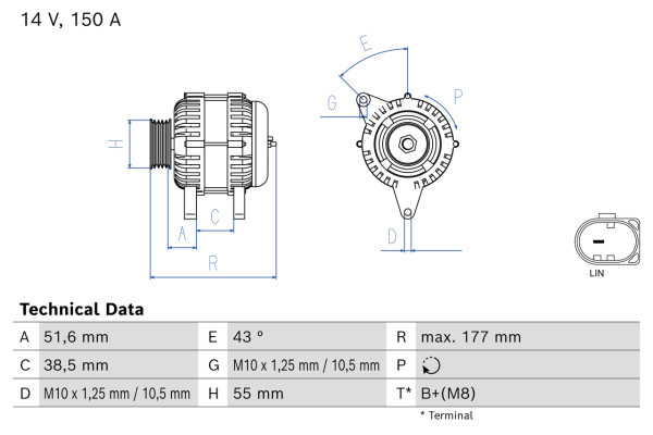 Dynamo - 0986086830 BOSCH - 373002F300, 1986A01826, 8400291