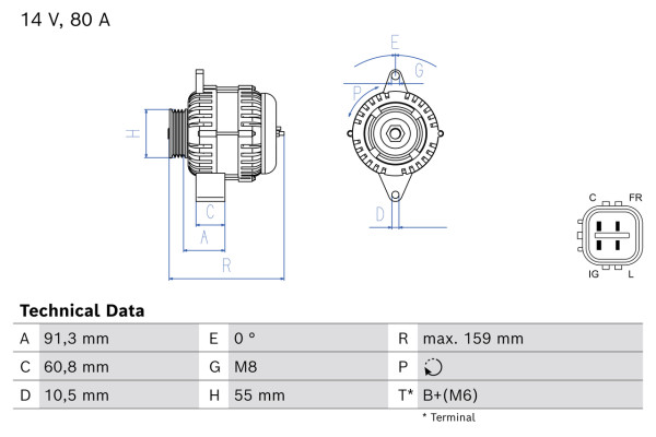 0986086890, Dynamo, Alternator, BOSCH, 31400-65J12, A005TG0291A, A5TG0291A