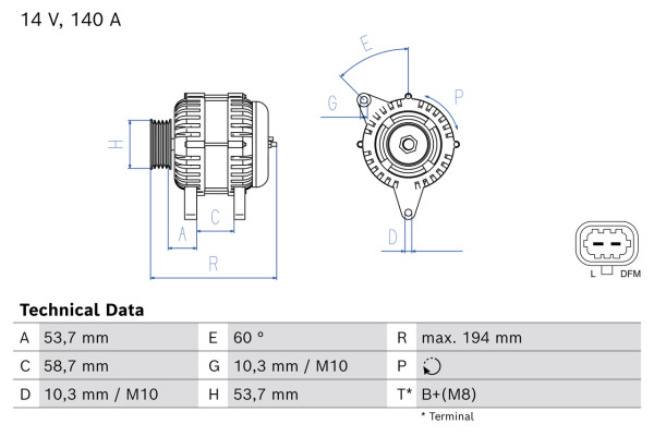 Dynamo - 0986086960 BOSCH - 1202243, 13588296, 1202319
