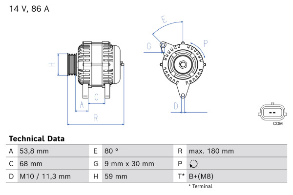 0986086980, Dynamo, Alternator, BOSCH, 8200519296, 0124225056, DRA0551, 0124225073