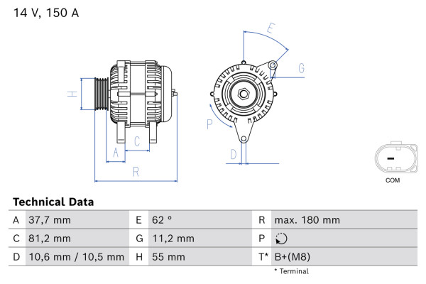 Dynamo - 0986087230 BOSCH - 5801580939, F000BL0777, F000BL0778