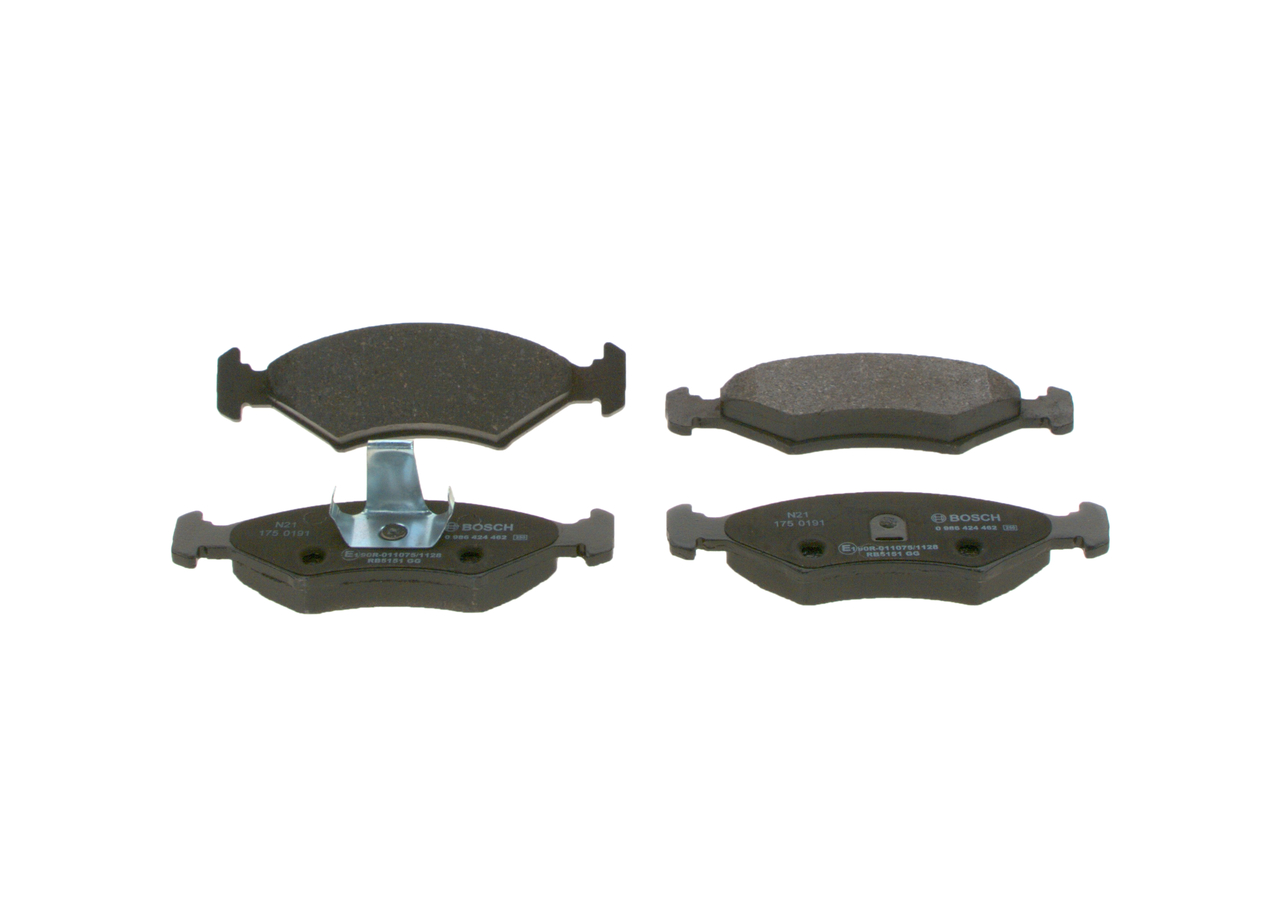 0986424462, Bremsekloss sett, Sada brzdových destiček, kotoučová brzda, BOSCH, 1010503, 1E063323Z, OK20A3323Z, VBP231, 1030602, 1E063323ZA, 1042688, 1E063323ZB, 1064763, 1079920, 118589, 1595523, 1619209, 1659935, 5023994, 5704268, 6095773, 6117994, 6121696, 6121697, 6127520, 6132807, 6136893, 6144685, 6147496, 6158945, 6174786, 6189146, 96FB2K021BA, 97FB2K021BA