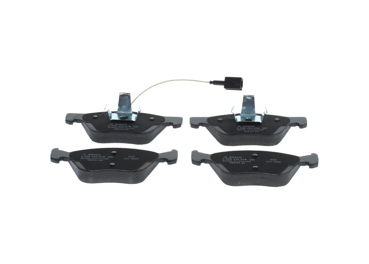 0986424578, Bremsekloss sett, Sada brzdových destiček, kotoučová brzda, BOSCH, 7087050, 71772528, 77362193, 71752295, 71772532, 77362229, 77362254, 77362228, 77365938, 9949132, 77362231, 9951101, 9951217, 9948092, 9948845, 9948095, 9948476, 9949412, 9950778, 9951030, 05P1084, 0986TB2733, 13046070692, 1501221018, 181125, 2163702, 258110, 301006, 571884J, 571951B