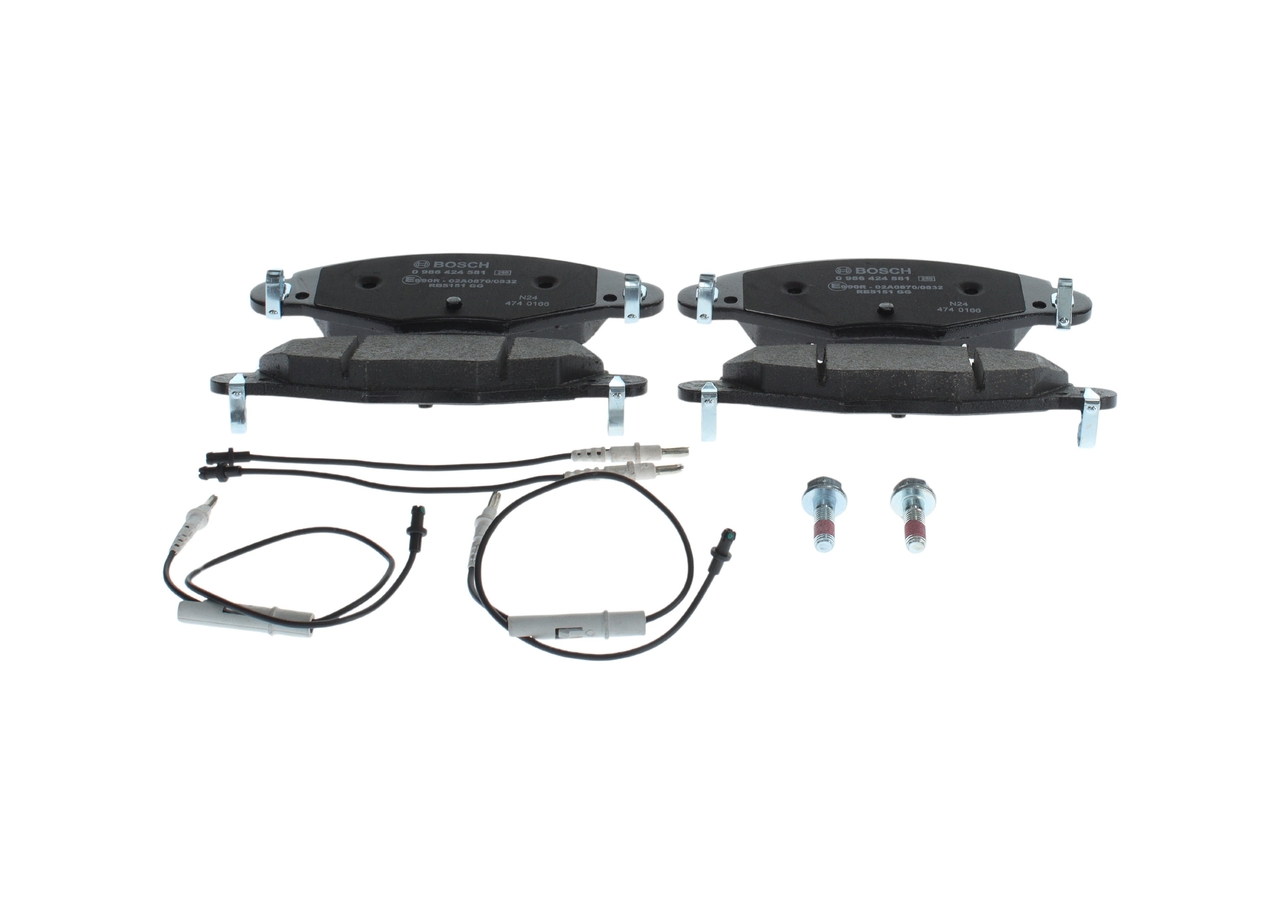 0986424581, Bremsekloss sett, Sada brzdových destiček, kotoučová brzda, BOSCH, 425216, 425249, 425289, 05P799, 0986TB2398, 13046039982, 1501221945, 181406701, 2121900, 2327301, 302020, 573029B, 573029J, 6114492, 82704, 8DB355019-421, DP61045, FD6876A, FDB1412, GDB1449, LP1655, MDB2188, PAD1283, T9104, 05P800, 2327318014, 282704, 598416, 603998, 8DB355019-441