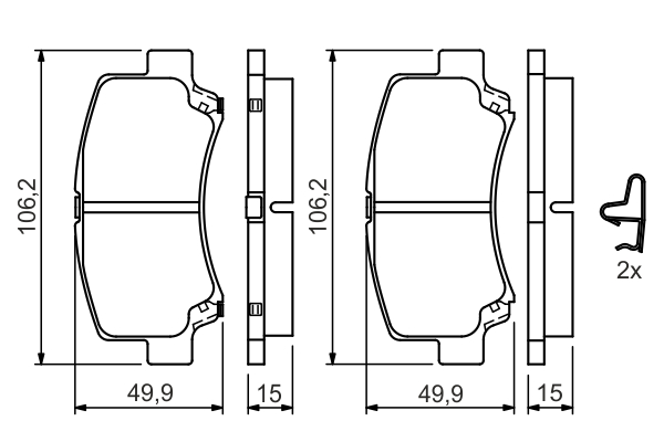 0986424626, Bremsekloss sett, Sada brzdových destiček, kotoučová brzda, BOSCH, 5581075F00000, S213501080, 5581075F10000, 5581075F12000, 5581075F30000, 55810-75F00, 55810-75F10, 55810-75F11, 55810-75F12, 55810-75F30, 05P1028, 098650A294, 13046058362, 181589, 2366201, 271002, 301843, 4340, 572589J, 6132219, 6830, 71002, 8DB355009-681, BP1101, D902602, FDB1421, GDB3221, J3608018, LP1439, MDB1945