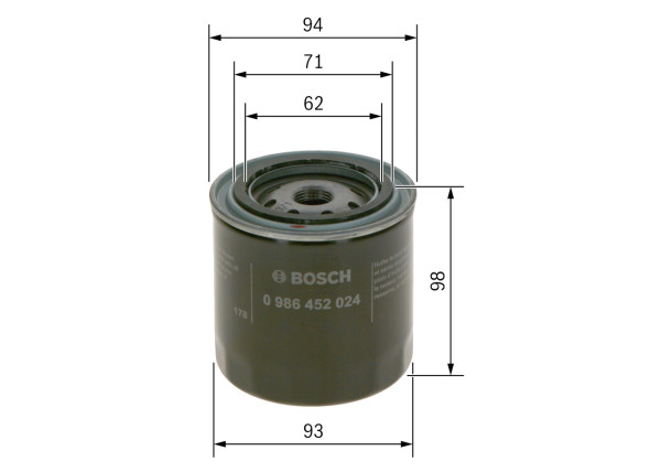 0986452024, Oljefilter, Olejový filtr, BOSCH, 0136096001, 25013075, 5014055, 93156669, A5208W1106, SY, 136096001, 15208D9705, 9315669, X72, 15208WG101, 15208W1103, 15208W1106, 15208W1111, 15208W1113, 15208W1116, 15208W1120, 15208W1123, 152081B300, 152081B350, 1520865001, 1520865002, 1520865004, 1520865010, 1520865011, 1520865014, 1520865025, 1520865077, 1520880W00, 152089C600