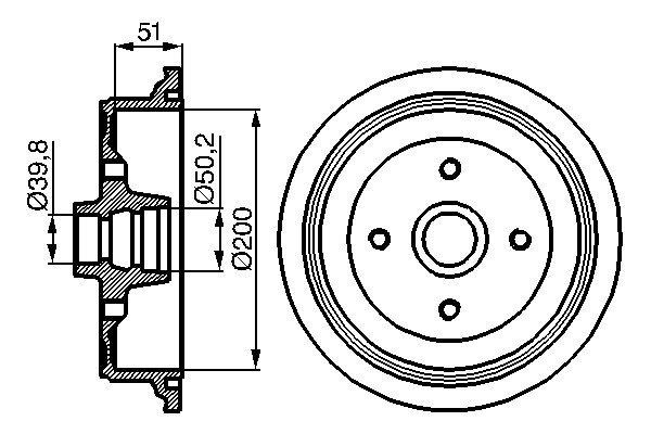 Bremsetrommel - 0986477016 BOSCH - 893501615, 100164500, 14559710