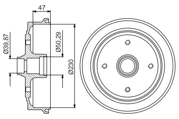 Bremsetrommel - 0986477176 BOSCH - 111405615B, 111405615D, 14321910