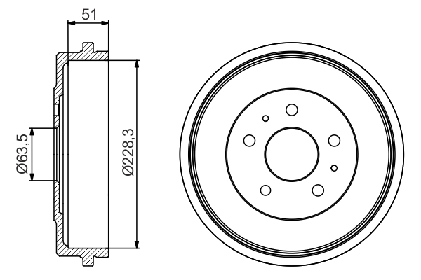 0986477219, Bremsetrommel, Brzdový buben, BOSCH, 1327834, 1458826, 1743443, 3M511126AC, 3M511126BA, 3M511126BB, 1825252543, 24022280351, 61274, 7D0653, 94027400, BDR653, BDR9022, BF568, DB4392, MBD262, DRM9957