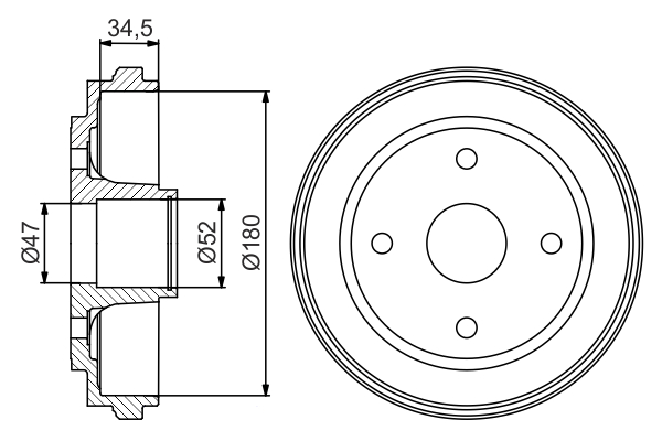 0986477264, Bremsetrommel, Brzdový buben, BOSCH, 4351183E00, 43511M76G50, 9208532, 43511-76G50, 4351183E50, 43511-83E00, 4704595, 43511-83E50, 237026, 24021800391, 253619, 61239, 715700, 7D0602, 9190060, 94023900, BDM1056, BF602, BT1400, DB4303B, DRM9937, 61240, 715800, 7D0602C, 9190061, 94032500, BT1510, 7D0603