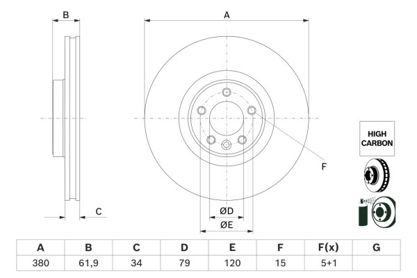 Bremseskive - 0986479B18 BOSCH - LR016176, 0986AB5910, 09A7731X