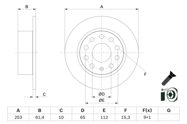 0986479E00, Bremseskive, Brzdový kotouč, BOSCH, 5Q0615601C, 08D61611, 1815314307, 24011004201, 314307, 56066, 563593JC, 600325820, 672719, 92306603, BDS1601, BG5022C, BS9610C, DDF2699C, DF6553, DSK3495, S3000PR, 56066NC, 563593JC1, MDC2891C, MDC82891C