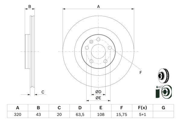 0986479E87, Bremseskive, Brzdový kotouč, BOSCH, 31400778, 31471816, 0986479D96, 09C9381E, 1815314872, 24012002461, 314872, 56097, 563288JC, 610372820, 6179810, 672696, 92309703, BDC6180, BDS2203, BG4978C, BS7898B, BS9612HC, DDF2732C, DF8269S, DF8269SR, DSK3329, V1025V, V1513, 09C93811, 56097NC, 563288JC1, 610372852, 92309705, DDF2800C1D