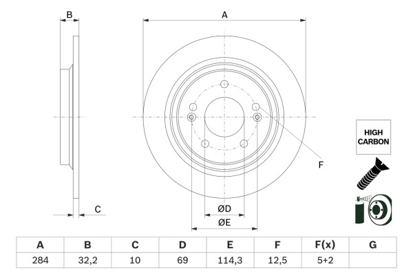 0986479G77, Bremseskive, Brzdový kotouč, BOSCH, 58411J9500, 08D88211, 24011004271, 285353620, 313474, 56163, 92316303, BDS2174, BG4819C, BS9920C, DDF2604C, DSK3454, BG5173C, MDC2944C
