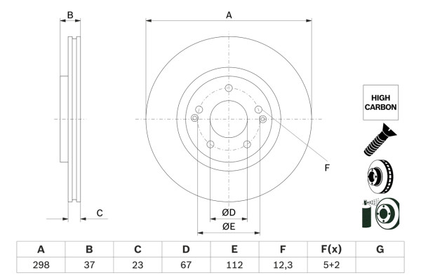 0986479H05, Bremseskive, Brzdový kotouč, BOSCH, 4144135000, 4144135001, 09D41411, 24012301281, 56249, 563384JC, 6211510, 92324903, BDS2262, BG4970C, BS9414C, DDF2916C, DF6884S, DSK3292, N3300409, 563384JC1, MDC3006C, SDK6989