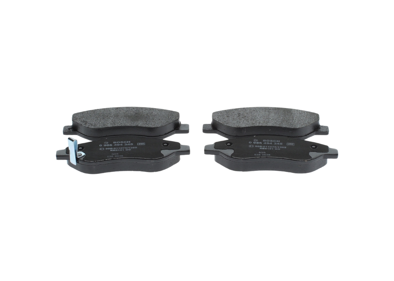 0986494345, Bremsekloss sett, Sada brzdových destiček, kotoučová brzda, BOSCH, 1605355, 93189822, 93192895, 05P1490, 0986TB3055, 127601, 13046038412, 181850, 200602, 2455001, 302956, 573205B, 573205J, 6117134, 7930, 827681, 8DB355013-401, FDB1921, GDB101, LP2010, MDB2900, P59053, PAD1576, T1707, 2127601, 2455020215, 601380, 603841, GDB1713, LP201018B1