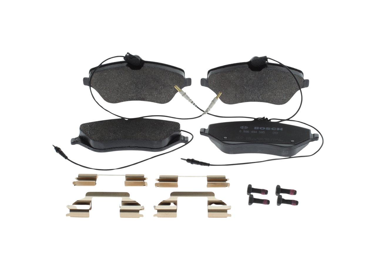 0986494585, Bremsekloss sett, Sada brzdových destiček, kotoučová brzda, BOSCH, E172314, 1611334980, 425278, 425294, 425383, 425336, 4254A0, 425337, 4254A3, 425348, 425411, 425480, 425410, 05P1202, 0986494098, 13046028922, 181657700, 2110104, 2413301, 302131, 573131J, 619781, 83811, 8DB355011-491, FDB1726, GDB1595, LP1891, MDB2700, P61078, PAD1404