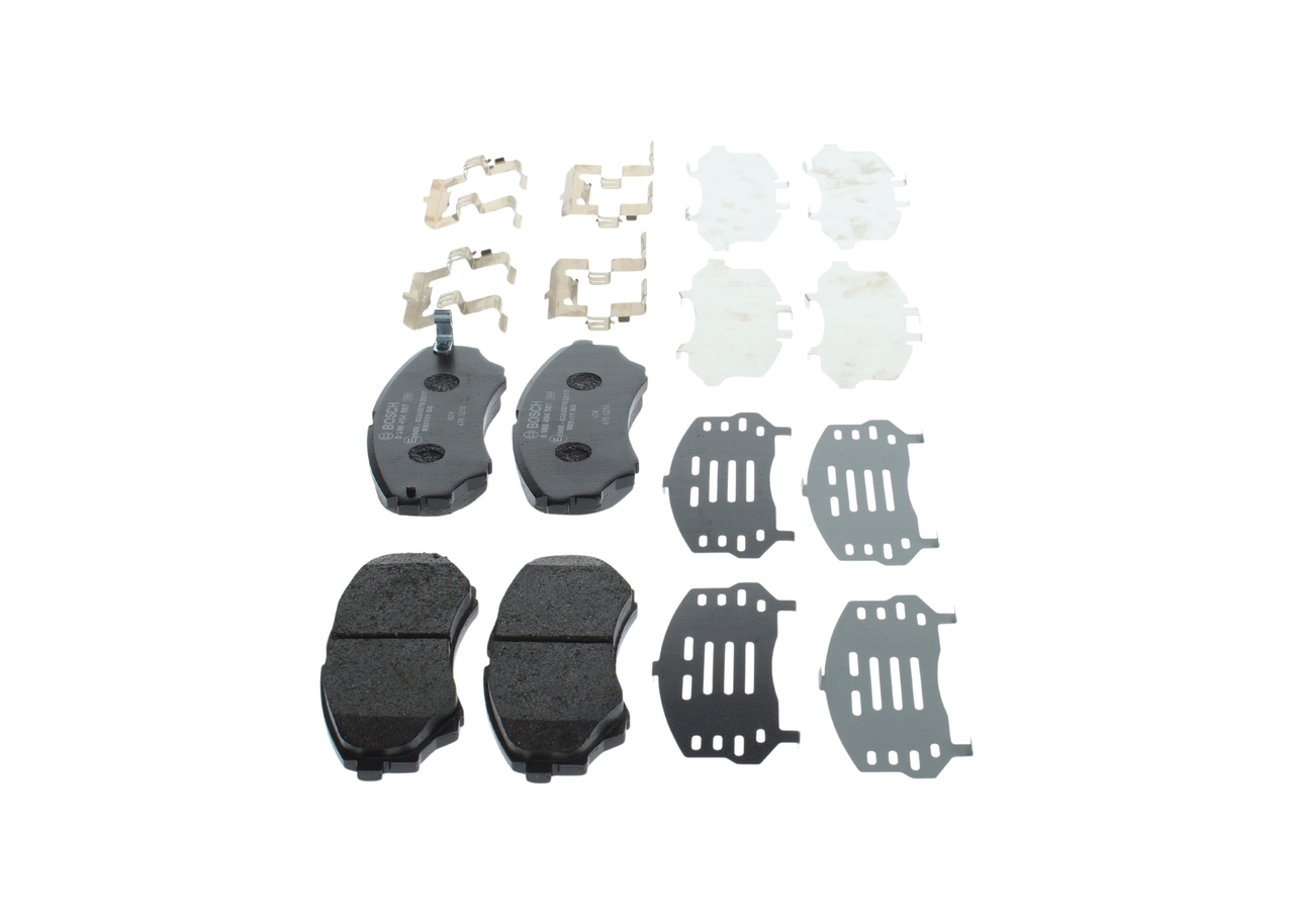 0986494587, Bremsekloss sett, Sada brzdových destiček, kotoučová brzda, BOSCH, 1356600, UMY13328ZA, UMY13328ZB, 1360290, UMY43323Z, 1891191, UMY43328Z, 2M342001CA, 4432234, 05P1499, 0986494323, 115100, 13046057952, 181822, 2115100, 2435301, 302608, 572572B, 572572J, 6260, 8DB355012-381, 969181, FDB1817, GDB3403, J3603068, LP2036, MDB2778, P24086, PAD1470, T1603