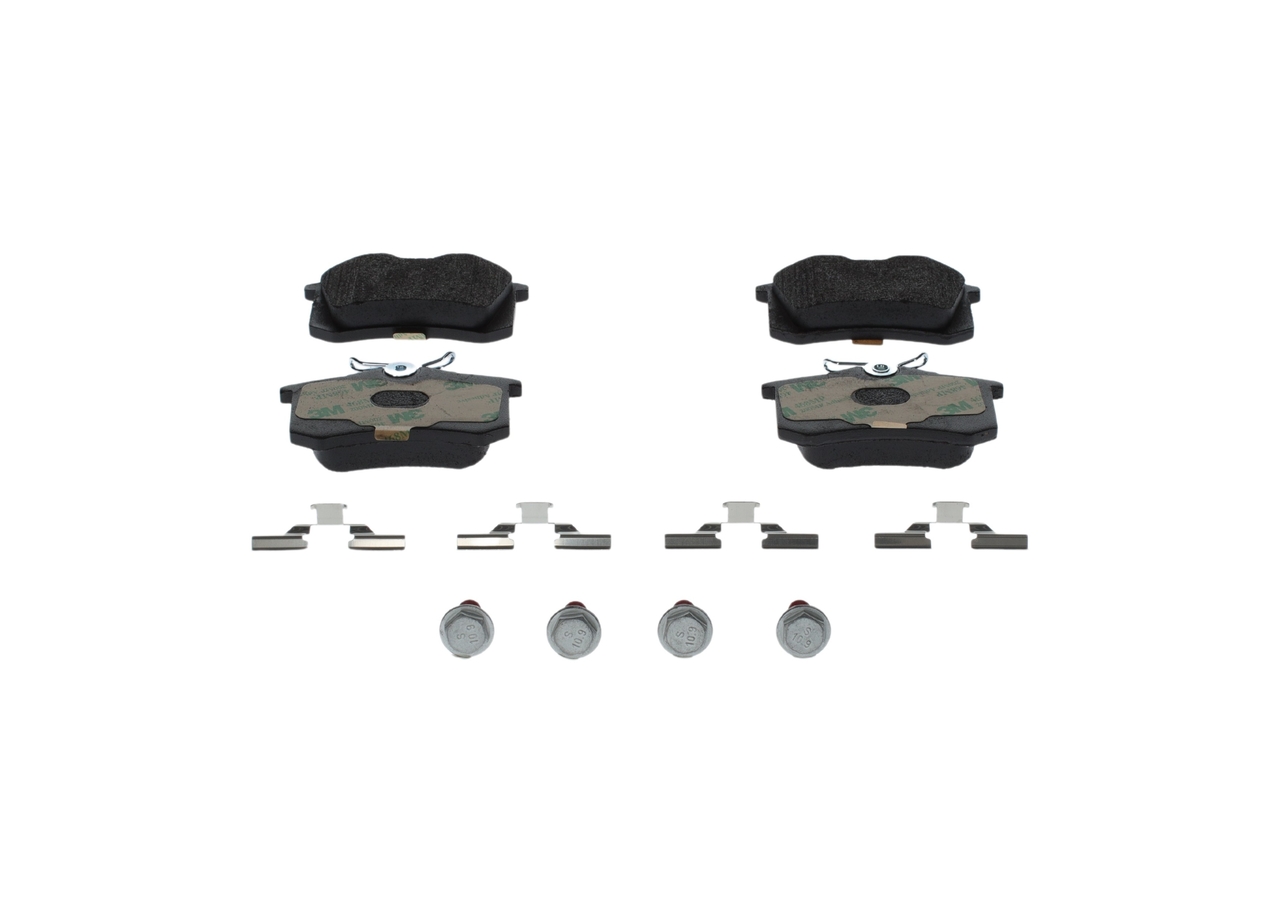 0986494596, Bremsekloss sett, Sada brzdových destiček, kotoučová brzda, BOSCH, 1001096, 1205557, 1608520380, 440600295R, 9467529088, JZW698451A, K9404252328, 1027640, 1608681580, 440603530R, JZW698451, K9467529088, 1027650, 1609252880, 1E0698451A, 1E0698451C, 440605713R, K9467648988, 1029782, 1611456380, 1619790680, 1E0698451B, 1E0698451G, 440606418R, 71773148, 9404252328, 1115107, 1611837980, 1623180580, 1E0698451