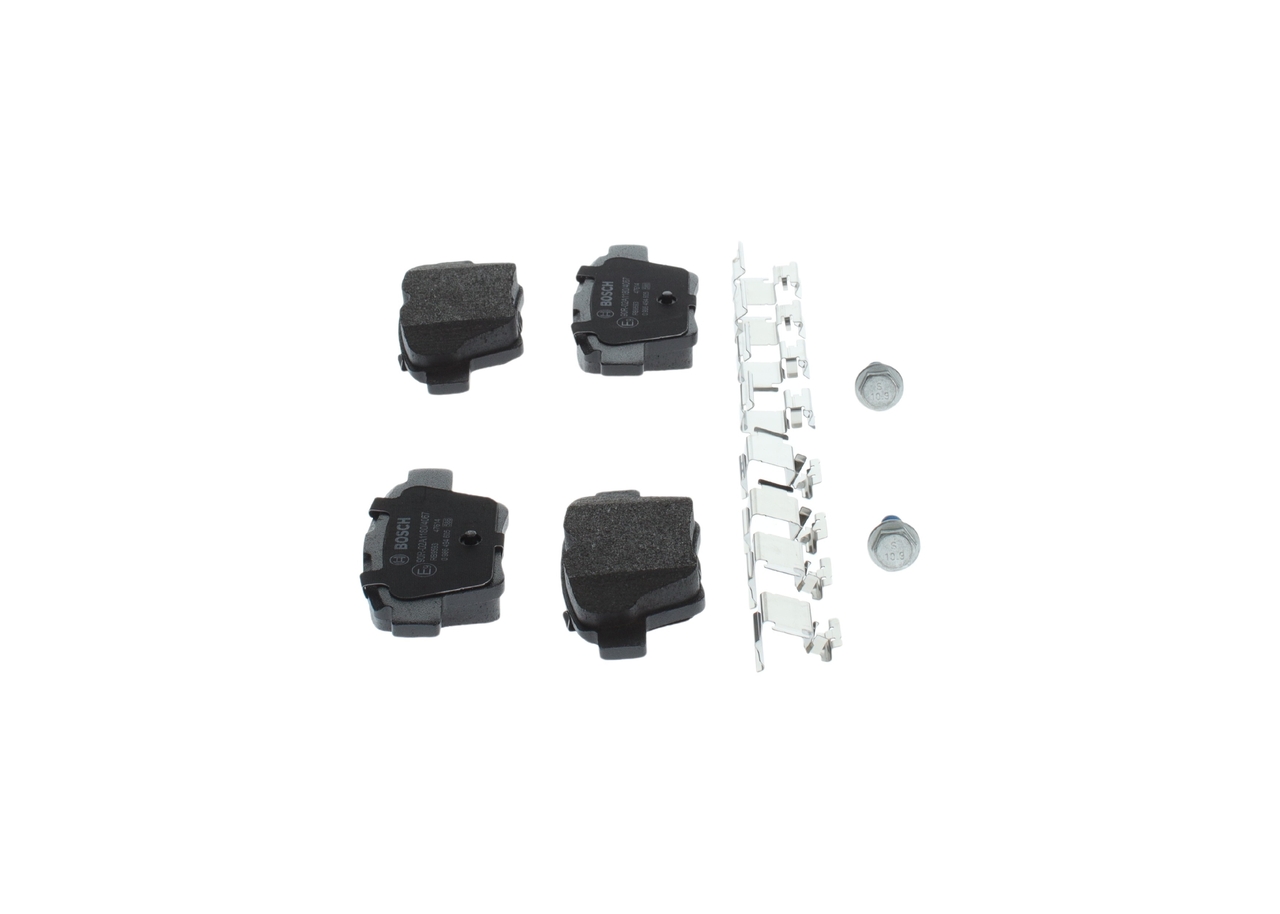 0986494605, Bremsekloss sett, Sada brzdových destiček, kotoučová brzda, BOSCH, 1064001725, 425322, 425325, 425340, 425398, 425399, 425401, 425419, 425440, 425476, 725398, 05P1278, 0986494099, 113800, 13046038132, 181729701, 2113800, 2415001, 301702, 573235J, 84119, 8DB355011-821, FDB1784, GDB1620, LP1926, MDB2693, P61080, PAD1433, T1496, 13046038362