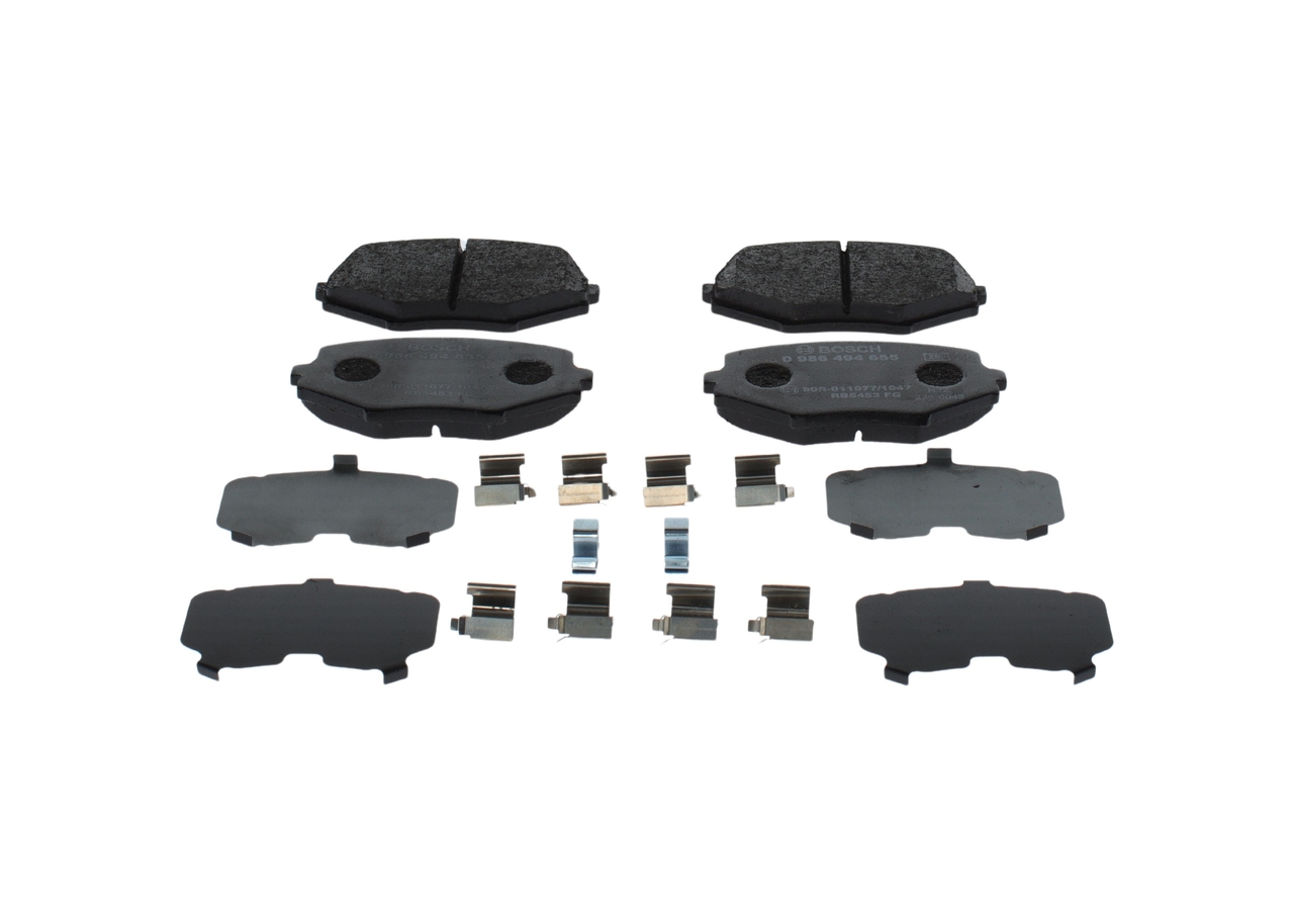 0986494655, Bremsekloss sett, Sada brzdových destiček, kotoučová brzda, BOSCH, AY040MA014, NAY53323Z, NAY53323ZA, NAY53323ZB, NAY53323ZC, NAY5-33-232, NAY53328Z, NAY53328ZA, NAY53328ZB, NCY03323Z, NCY03328Z, NCY13323Z, NCY13323ZA9C, NCY13323Z9C, NCY33323Z, NCY53323Z, NCY53328Z, N0Y33323Z, N0Y33328Z, 1U163328Z, 05P1043, 0986494080, 13046058342, 181818, 2335404, 247802, 302827, 4880, 572385J, 7594