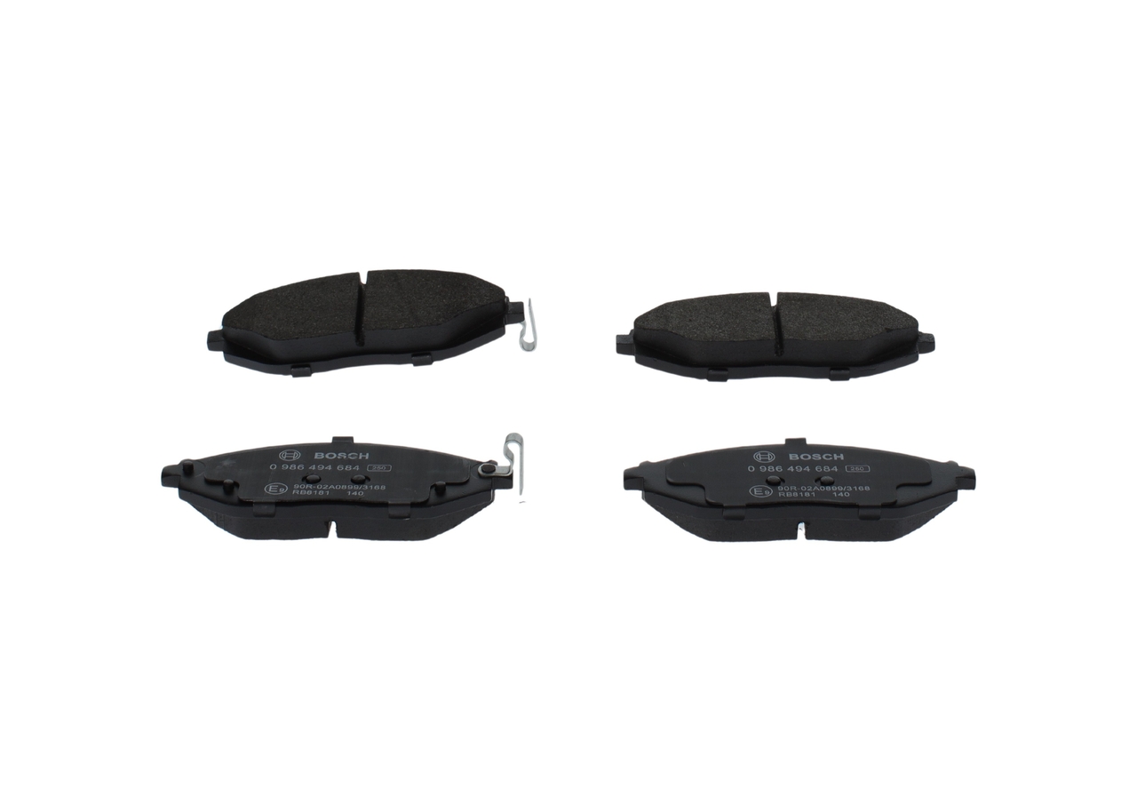 0986494684, Bremsekloss sett, Sada brzdových destiček, kotoučová brzda, BOSCH, 96682858, 05P1629, 13046056422, 147202, 182023, 2147202, 2526801, 302500, 573385B, 573385J, 6146069, 8DB355015-771, 9250, FDB4669, GDB4606, J3600917, LP2218, MDB3152, P10054, PAD1874, T2051, 601291, 605642, 8DB355045-181, LP221818B1, P10054N, PD3721, 671291