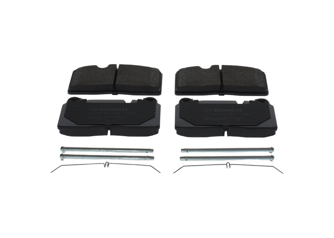 0986494694, Bremsekloss sett, Sada brzdových destiček, kotoučová brzda, BOSCH, 8R0698151AA, 8R0698151C, 9A769815100, 8R0698151H, 8R0698151T, 95B698151H, 05P1804, 13046048792, 152700, 182112, 2152700, 2564301, 302584, 573688J, 6119743, 8DB355020-251, FDB4908, GDB1974, LP3677, MDB3313, P85123, PAD1936, T2212, 13047048792, 2564316705, 573688JD, 601467, FDB4908D, LP3677D19B1, MDB83313