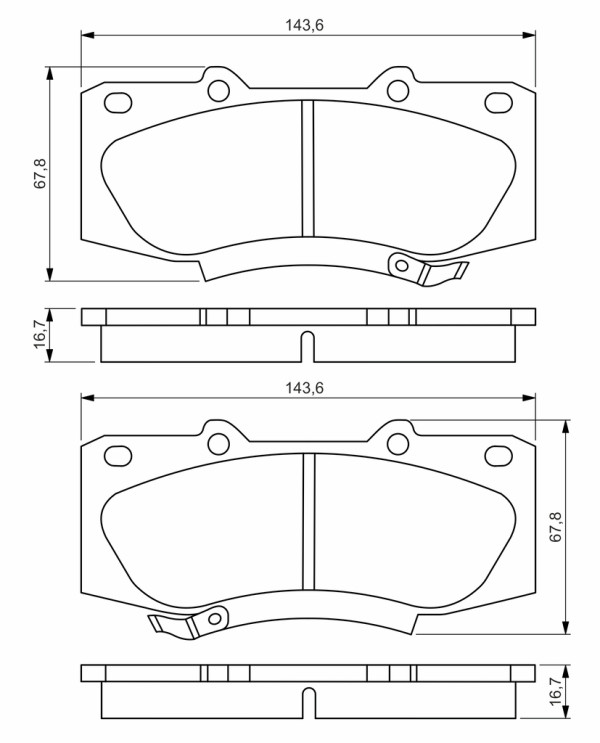 Bremsekloss sett - 0986495352 BOSCH - 044650K240, 044650K260, 044650K300