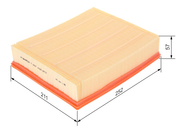 1457429870, Luftfilter, Vzduchový filtr, BOSCH, 058133843, 058133843D, 1444Q7, 8D0133843, 90220970, 11210, 1121330001, 1457429870, 16543, 2347, 238AP, 3019200, 585018, 60327, 71758470, 8070, A1434, A325, A326, A37082, AF0104, AF051, AF7884, AG1030, AG936, AI5020, AP056, C26168, CA5108, E206L