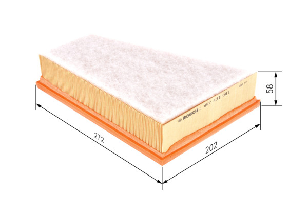 1457433061, Luftfilter, Vzduchový filtr, BOSCH, 1444H9, 1444J0, 1444WJ, 3015700, 60053, A1057, A28916, A405, AI5235, AP0809, C271241, CA8987, E473L, EAF428, ELP3967, F026401748, LX731, MA1168, MD9510, PA7328, PC2323E, S5040A, WA6735, 1457433061, 600531