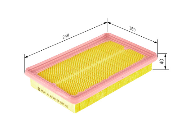 1457433290, Luftfilter, Vzduchový filtr, BOSCH, 2811322051, 2490, 3028500, A1364, A1369, A25076, ADG02210, AG1292, AG902, ALA8257, AP1081, C2559, CA7775, CHY12204, E784L, ELP3793, LX745, PA4043, PA7302, WA6285, WA929, 46104