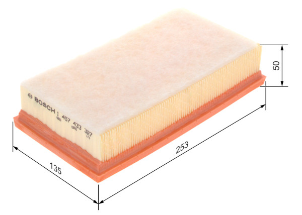 1457433327, Luftfilter, Vzduchový filtr, BOSCH, 13717806046, 1444EQ, K9651883380, 1444ER, 1444TK, 9651883380, 1444ET, 1457433327, 3023300, 8364, A1178, A2132, AG1633, AI5342, AP0903, C2567, CA10947, E616L, EAF582, ELP9077, KNELX1617, LX1617, MA1383, MAP60157, MD8176, PA7467, PA7667, S2312A, WA9470, A1335