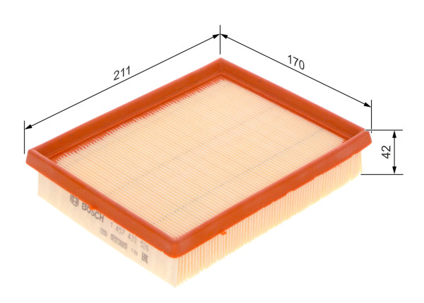 1457433526, Luftfilter, Vzduchový filtr, BOSCH, 1444G9, 1444J5, 1444QH, 1444VS, 1457433151, 2634, 3011700, 425AP, 8171, A1036, A273, AF316, AG1020, AG1364, AP0802, AP198, C2159, CA8674, E382L, EAF115, ELP3730, LX643, MA1115, PA7256, WA6539, 1457433825, PRFPA7256