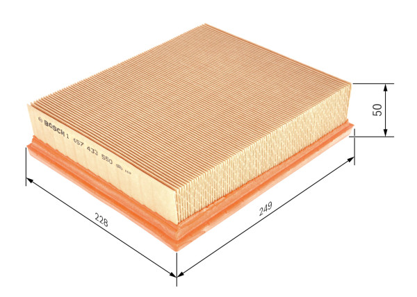 1457433550, Luftfilter, Vzduchový filtr, BOSCH, GFE2412, PHE100460, PHE100461, 1457433550, 2639, 3014200, 8182, A1077, A38341, A658, AF20018, AG1050, AG1422, AI5212, AP1874, C25135, CA9102, E846L, EAF077, ELP3957, LX889, MD8044, PA7352, PC2238E, S8560A, U730, WA6645, A1743