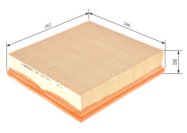 1457433571, Luftfilter, Vzduchový filtr, BOSCH, 835607, 90448737, 90510290, 90512851, 835608, 90448738, 90510292, 835609, 90469412, 90510293, 835617, 91149684, 90512448, 90528818, 90509317, 0986626859, 2509, 3004100, 333AP, 585207, 60020, 6120835609, 71760245, 8009, A1088, A268, A37653, AF0189, AG1118, AG1173